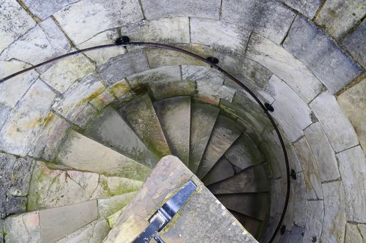 Round stairs in Cliffords Tower in York, England

