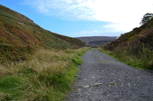 English countryside landscape, hills, grassy slopes in Woodhead Derbyshire


