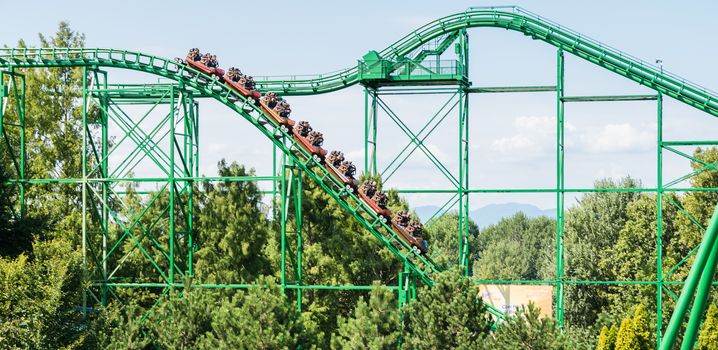 CASTELNUOVO DEL GARDA, Italy - September 08: Gardaland Theme Park in Castelnuovo Del Garda, Italy on Tuesday, September 8, 2015. Three million people visit the park on a yearly basis.