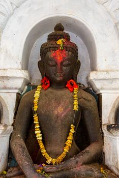 Buddha statue at Swayambhunath in Kathmandu, Nepal