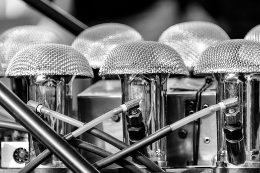 Detail of a vintage car engine