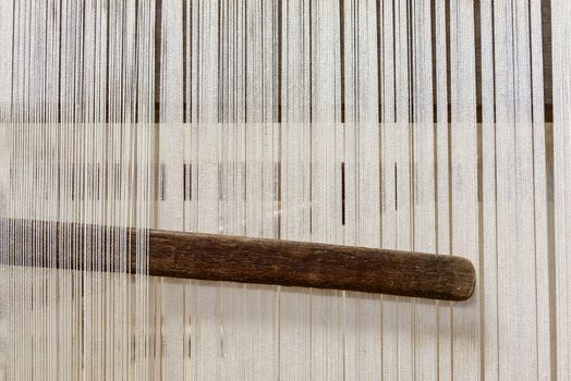 Traditional hand loom in a rug factory
