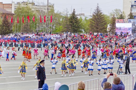 Samara, Russia - May 9, 2015: Children entertainment in honor of annual Victory Day