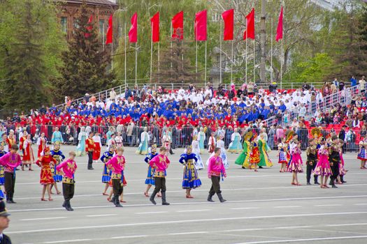 Samara, Russia - May 9, 2015: Children entertainment in honor of annual Victory Day