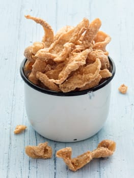 close up of rustic deep fried chicken skin