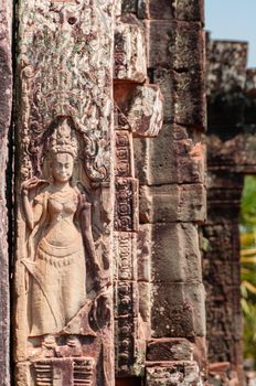 Apsara Stone carving at temple of Angkor Wat