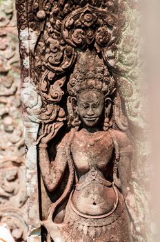 Apsara Stone carving at temple of Angkor Wat
