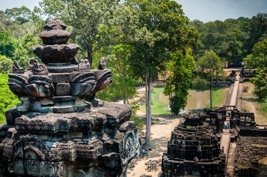 Top of stone temple at Angkor Wat Cambodia