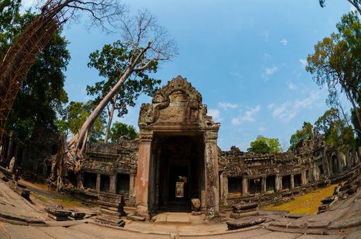 Front of stone temple Angkor Wat Cambodia