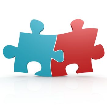 Blue and red puzzle image with hi-res rendered artwork that could be used for any graphic design.