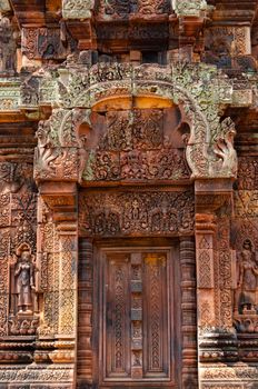 Beautiful blind stone door at Banteay Srei Angkor Wat