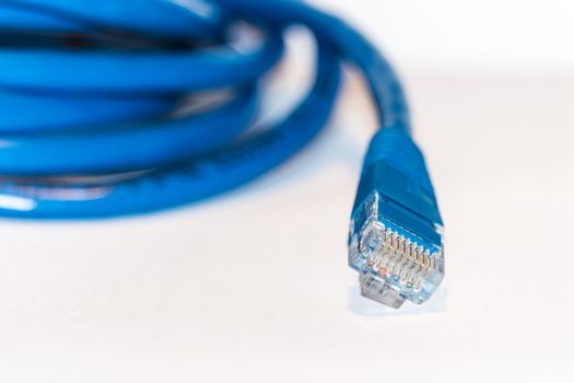 The blue internet cable on white background