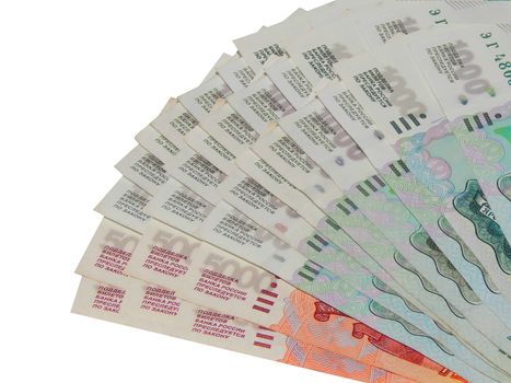 A large stack of Russian money