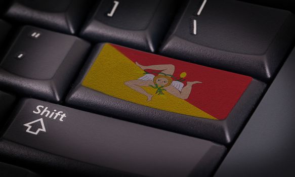 Flag on button keyboard, flag of Sicily