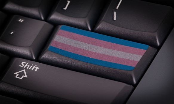 Flag on button keyboard, flag of Trans Pride