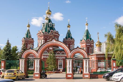 Volgograd, Russia - September 12, 2015: Kazan Cathedral in Volgograd, Lipetsk street, 10. An architectural monument of the 19th century. In 2011, the restoration of the original appearance of the cathedral