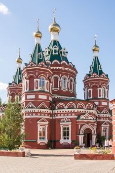 Volgograd, Russia - September 12, 2015: Kazan Cathedral in Volgograd, Lipetsk street, 10. An architectural monument of the 19th century. In 2011, the restoration of the original appearance of the cathedral