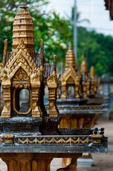 Mini Golden temple Close up in Laos Asia