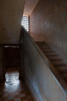 Stairs at S21 Tuol Sleng in Phnom Penh capital of Cambodia