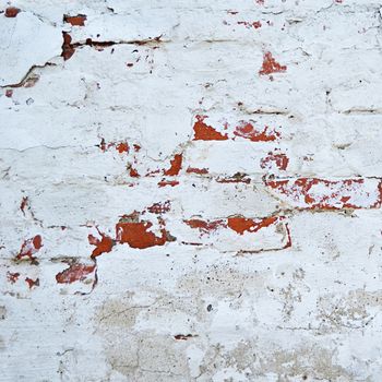 Brick wall with whitewashing by close up