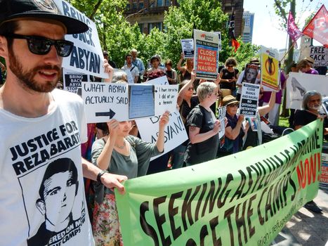 AUSTRALIA, Sydney: Supporters of a Somalian refugee, known as Abyan, have protested outside the Department of Immigration in Sydney on October 19, 2015 after she was taken back to Nauru last week. The woman, who was allegedly raped, was flown to Australia to have an abortion but was returned to Nauru by a chartered jet on Friday, without having had an abortion.  