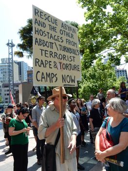 AUSTRALIA, Sydney: Supporters of a Somalian refugee, known as Abyan, have protested outside the Department of Immigration in Sydney on October 19, 2015 after she was taken back to Nauru last week. The woman, who was allegedly raped, was flown to Australia to have an abortion but was returned to Nauru by a chartered jet on Friday, without having had an abortion.  