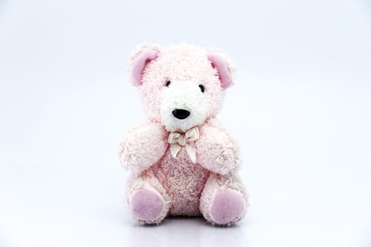 Pink teddy bear isolated on white background, Classic teddy bear