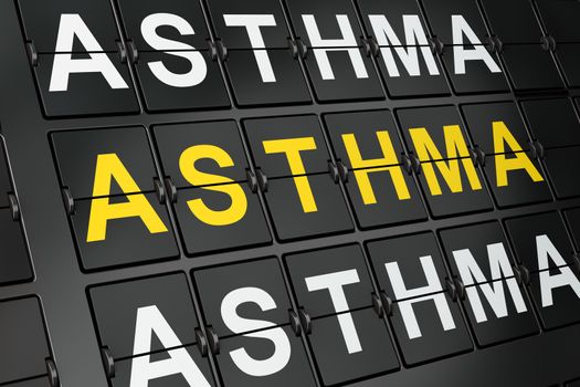 Health concept: Asthma on airport board background, 3d render 