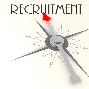 Compass with recruitment word image with hi-res rendered artwork that could be used for any graphic design.