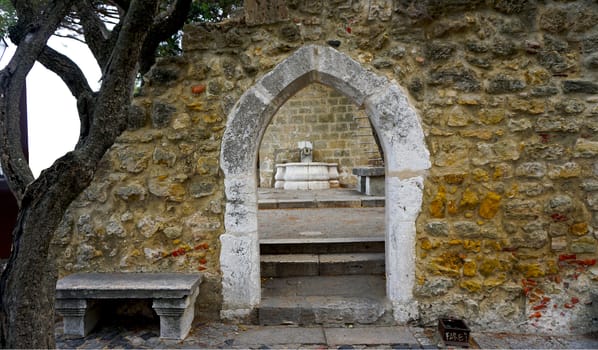 Archway in castle st. Jorge horizontal portugal lisbon 