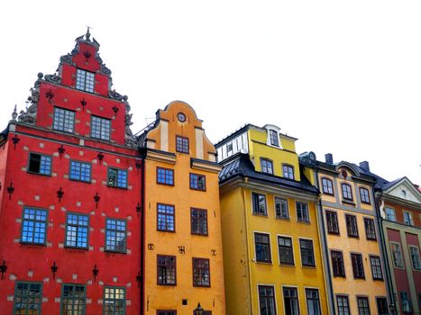 colorful houses in Stockholm old town city, Sweden