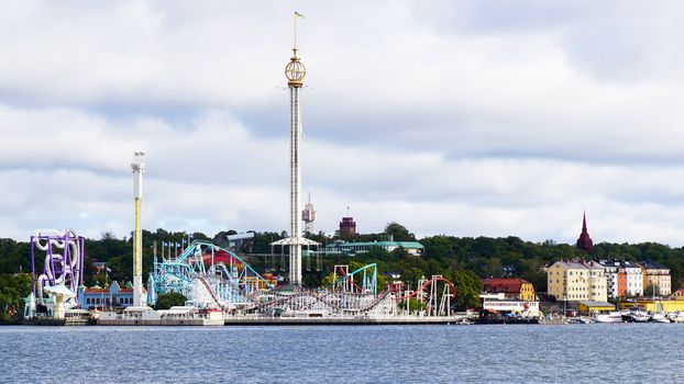View of Stockholm theme park and sea, Sweden