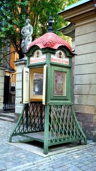 Antique public telephone in Stockholm, Sweden