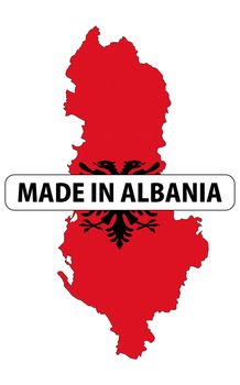 made in albania country national flag map shape with text