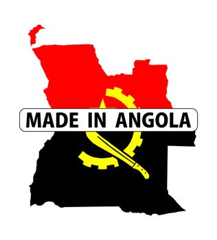 made in angola country national flag map shape with text