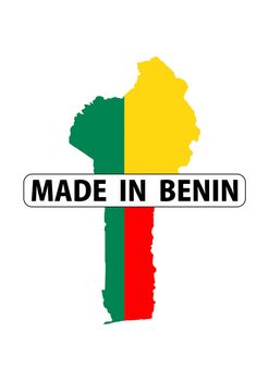 made in benin country national flag map shape with text