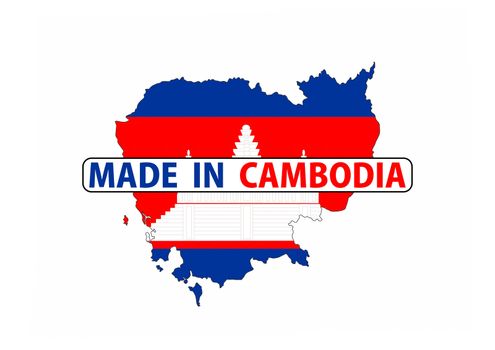 made in cambodia country national flag map shape with text