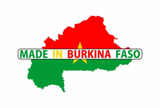 made in burkina faso country national flag map shape with text