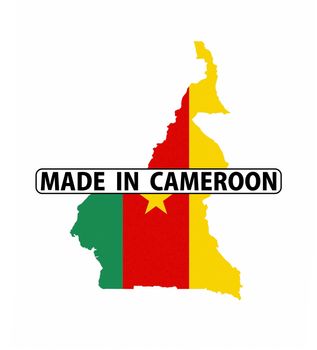 made in cameroon country national flag map shape with text