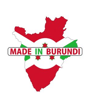 made in burundi country national flag map shape with text