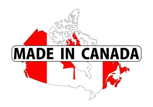 made in canada country national flag map shape with text