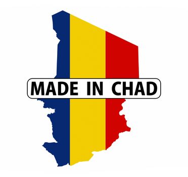 made in chad country national flag map shape with text