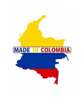 made in colombia country national flag map shape with text