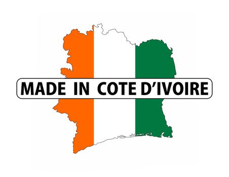 made in cote d'ivoire country national flag map shape with text