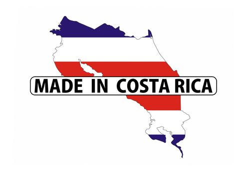 made in costa rica country national flag map shape with text