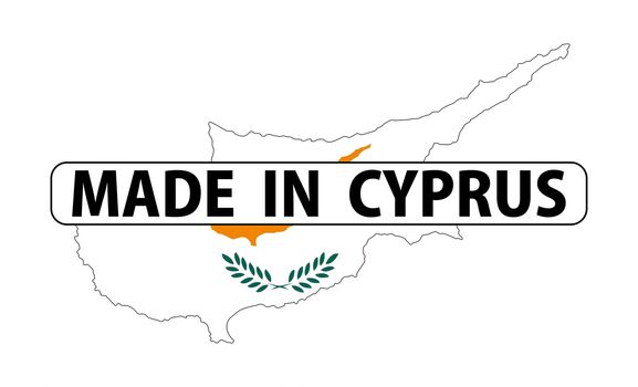 made in cyprus country national flag map shape with text