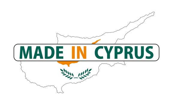 made in cyprus country national flag map shape with text