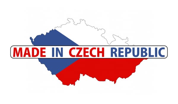 made in czech republic country national flag map shape with text