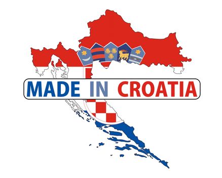 made in croatia country national flag map shape with text