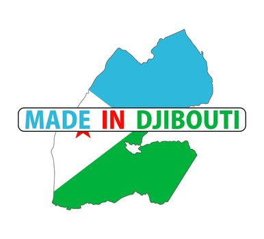 made in djibouti country national flag map shape with text
